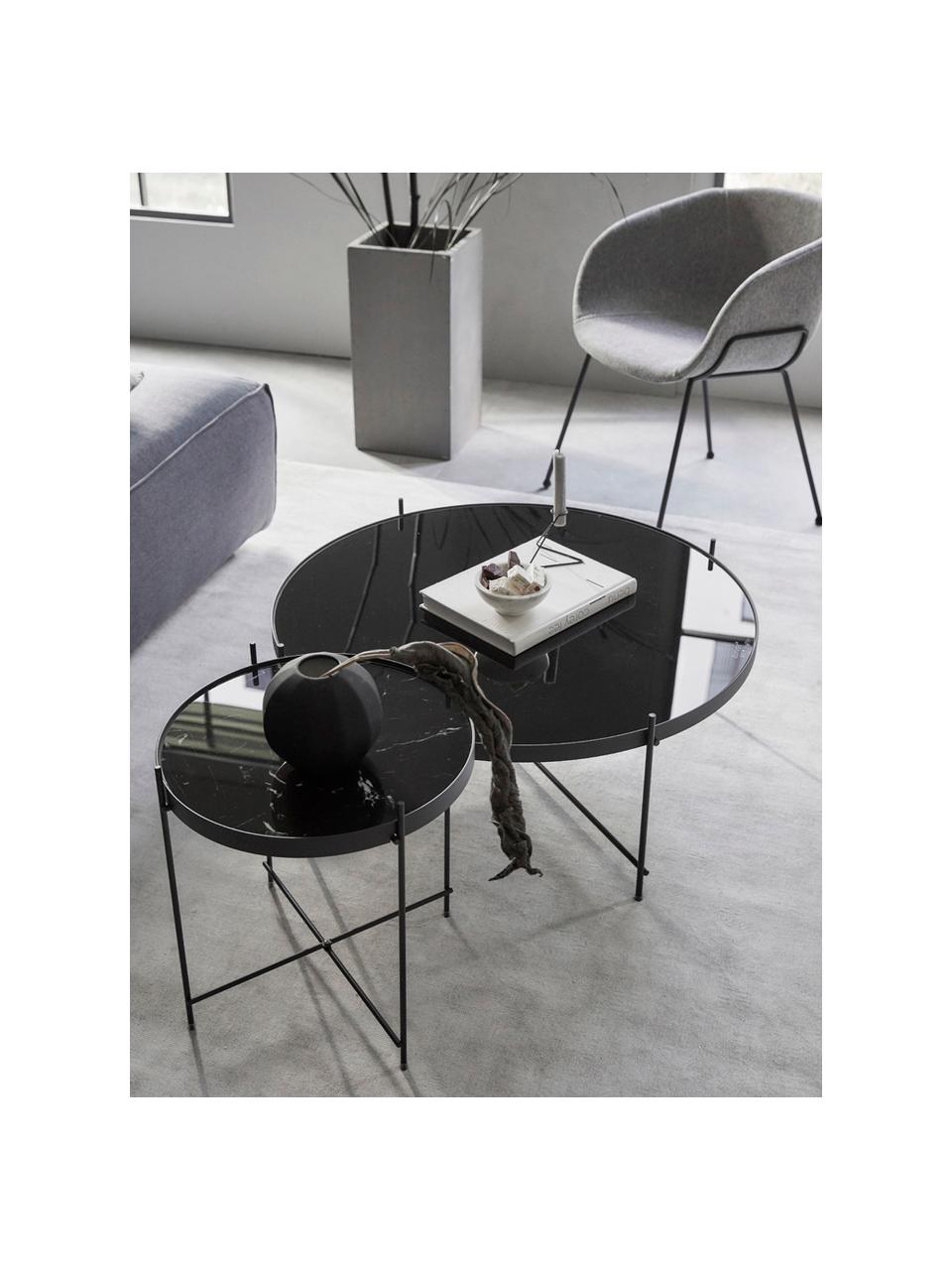 Table basse ronde avec plateau en verre amovible Cupid, Noir, Ø 63 cm