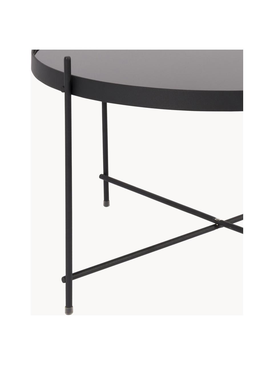 Mesa de centro redonda Cupid, tablero de vidrio extraíble, Estructura: metal con pintura en polv, Tablero: vidrio, Negro, Ø 63 cm