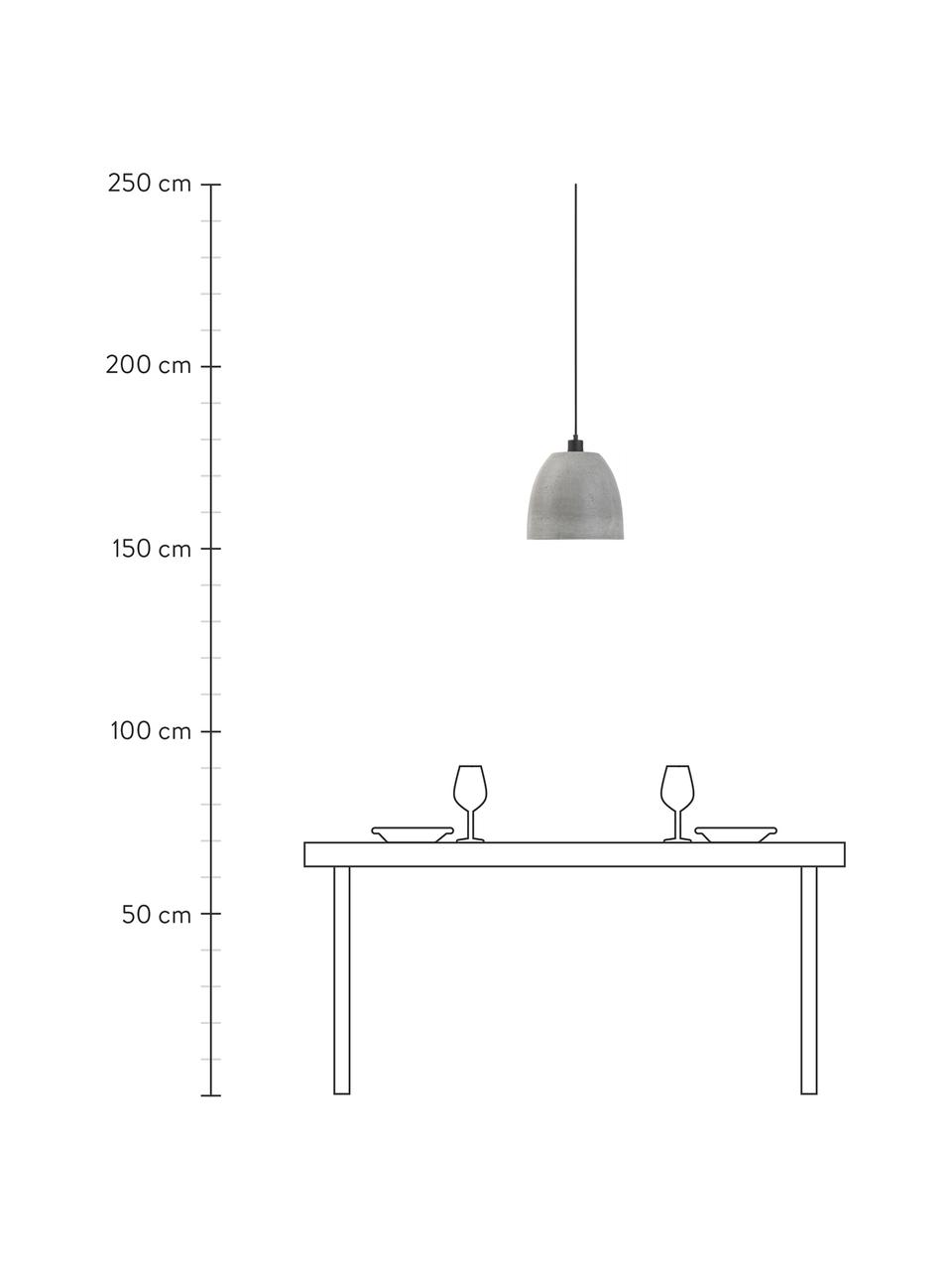 Lámpara de techo pequeña de cemento Malaga, Pantalla: cemento, Cable: cubierto en tela, Gris, Ø 28 x Al 24 cm