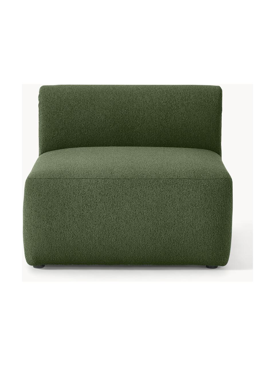 Modulo centrale in bouclé Sofia, Rivestimento: bouclé (100% poliestere) , Struttura: legno di abete rosso, tru, Piedini: plastica Questo prodotto , Bouclé verde scuro, Larg. 87 x Prof. 103 cm