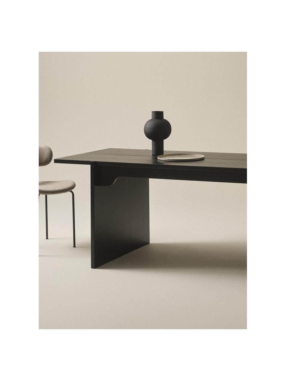 Table en bois de pin Tottori, 250 x 84 cm, Bois de pin, Bois de pin, noir laqué, larg. 250 x prof. 84 cm