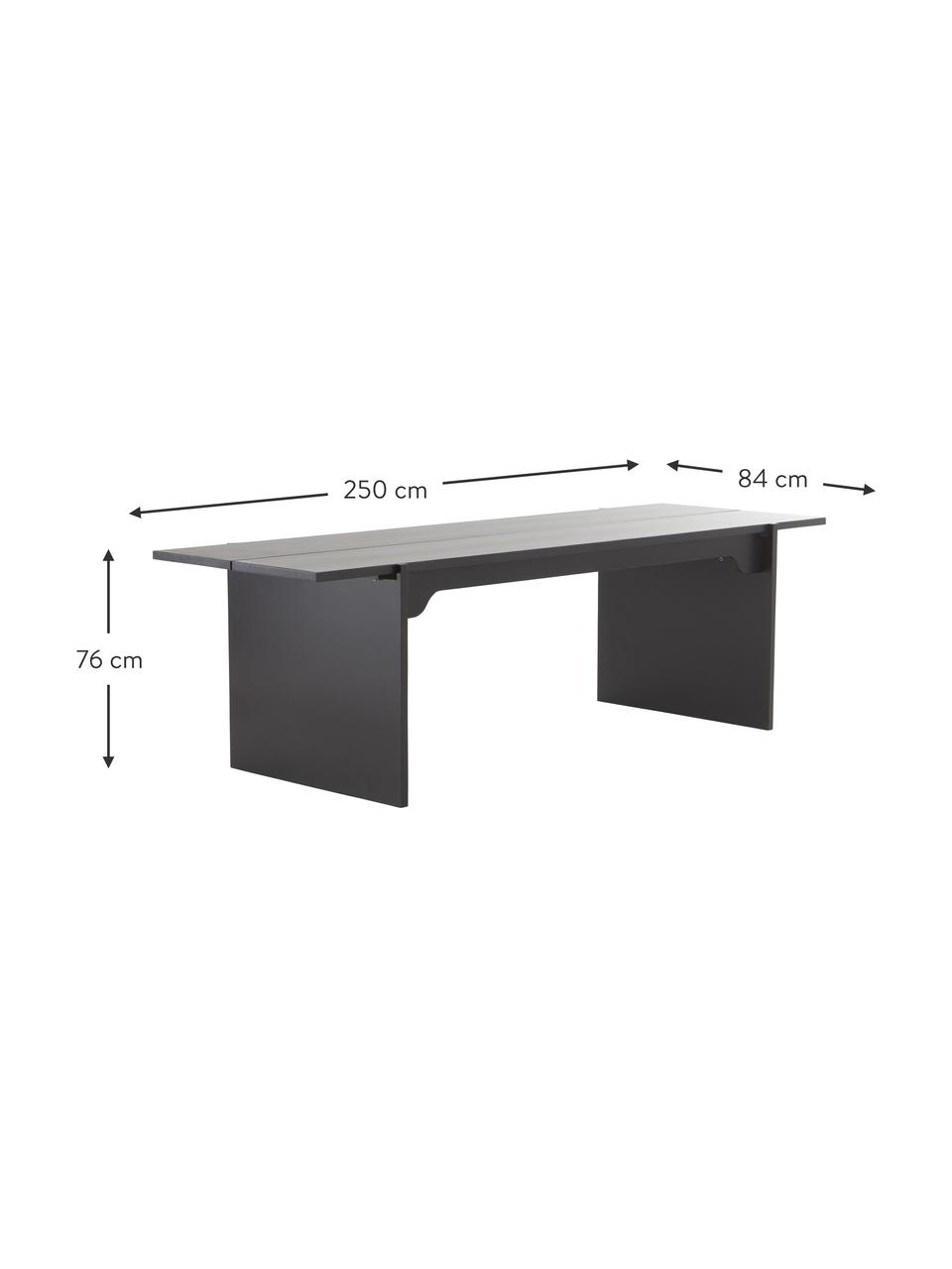 Eettafel Tottori van grenenhout, 250 x 84 cm, Grenenhout, Grenenhout, zwart gelakt, B 250 x D 84 cm