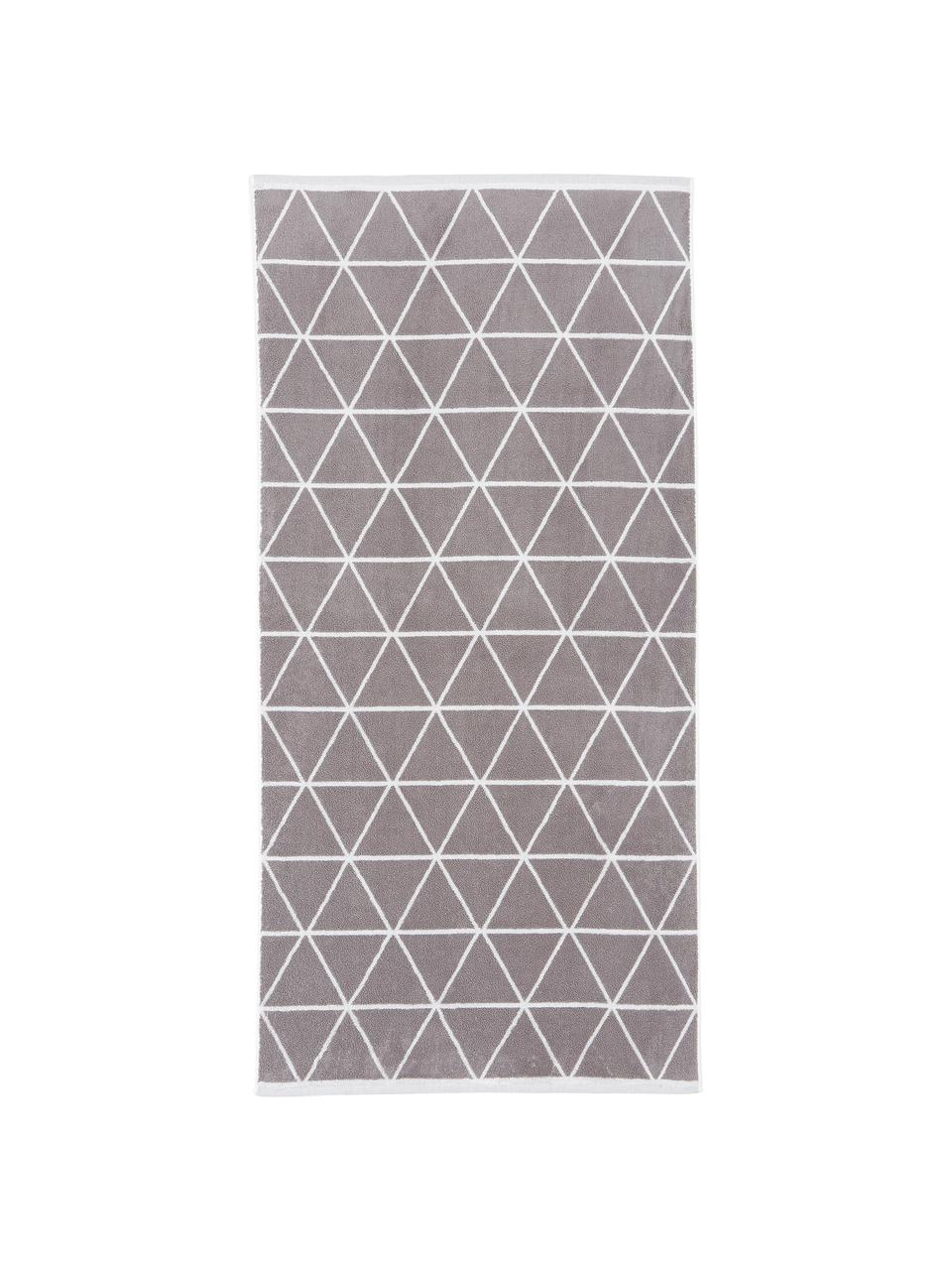 Súprava obojstranných uterákov s grafickým vzorom Elina, 3 diely, Sivobéžová a krémovobiela, vzorovaná, Súprava s rôznymi veľkosťami