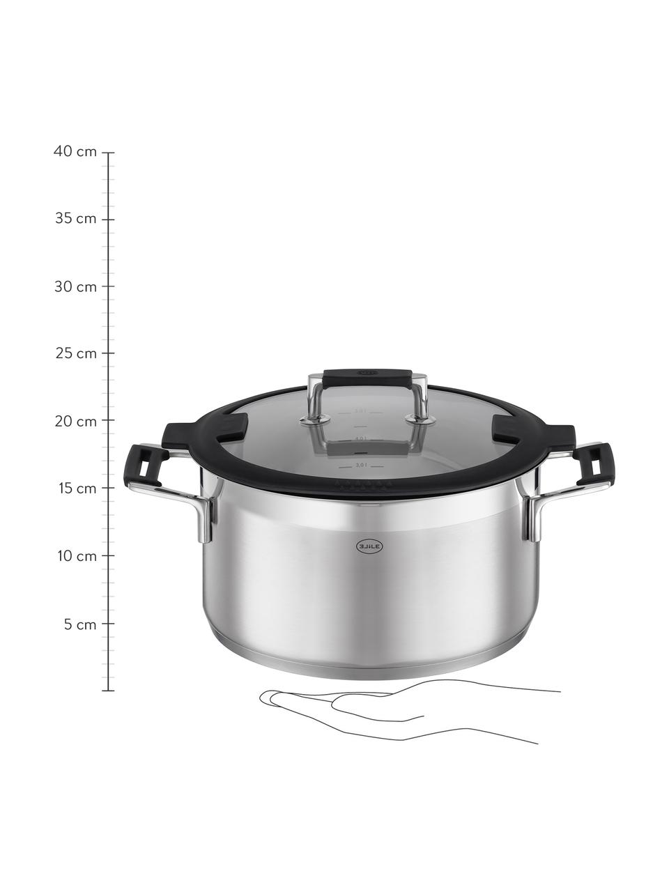 Set de casseroles en acier inoxydable Silence par, 4 élém., Couleur argentée, noir, Lot de différentes tailles