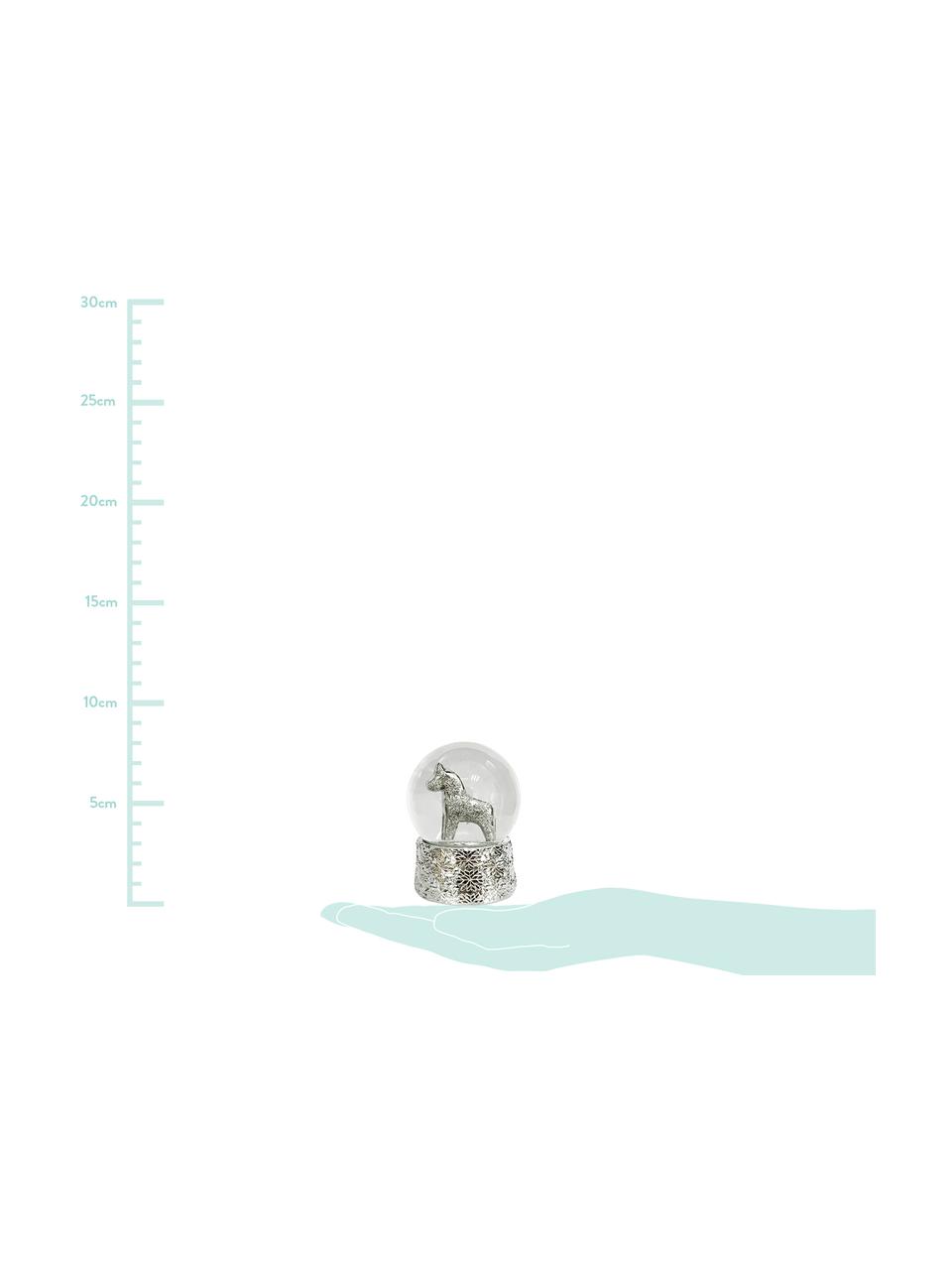 Sneeuwbol Serafina Horse, Stolp: glas, Voetstuk: polyresin, Zilverkleurig, Ø 7 x H 8 cm