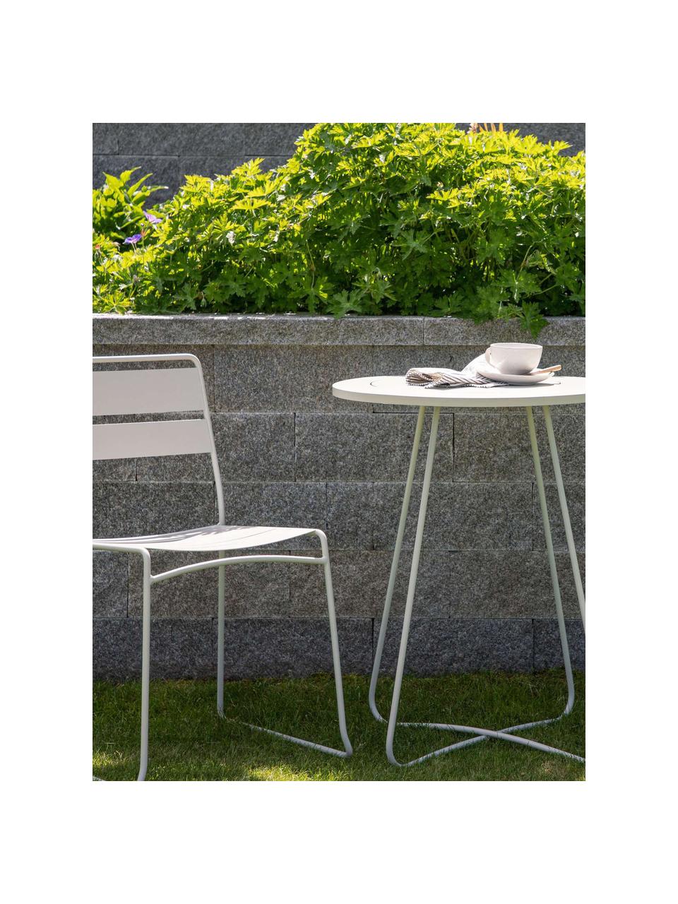 Table de jardin en métal Bacong, Acier recyclé, enduit, Beige clair, Ø 60 x haut. 74 cm