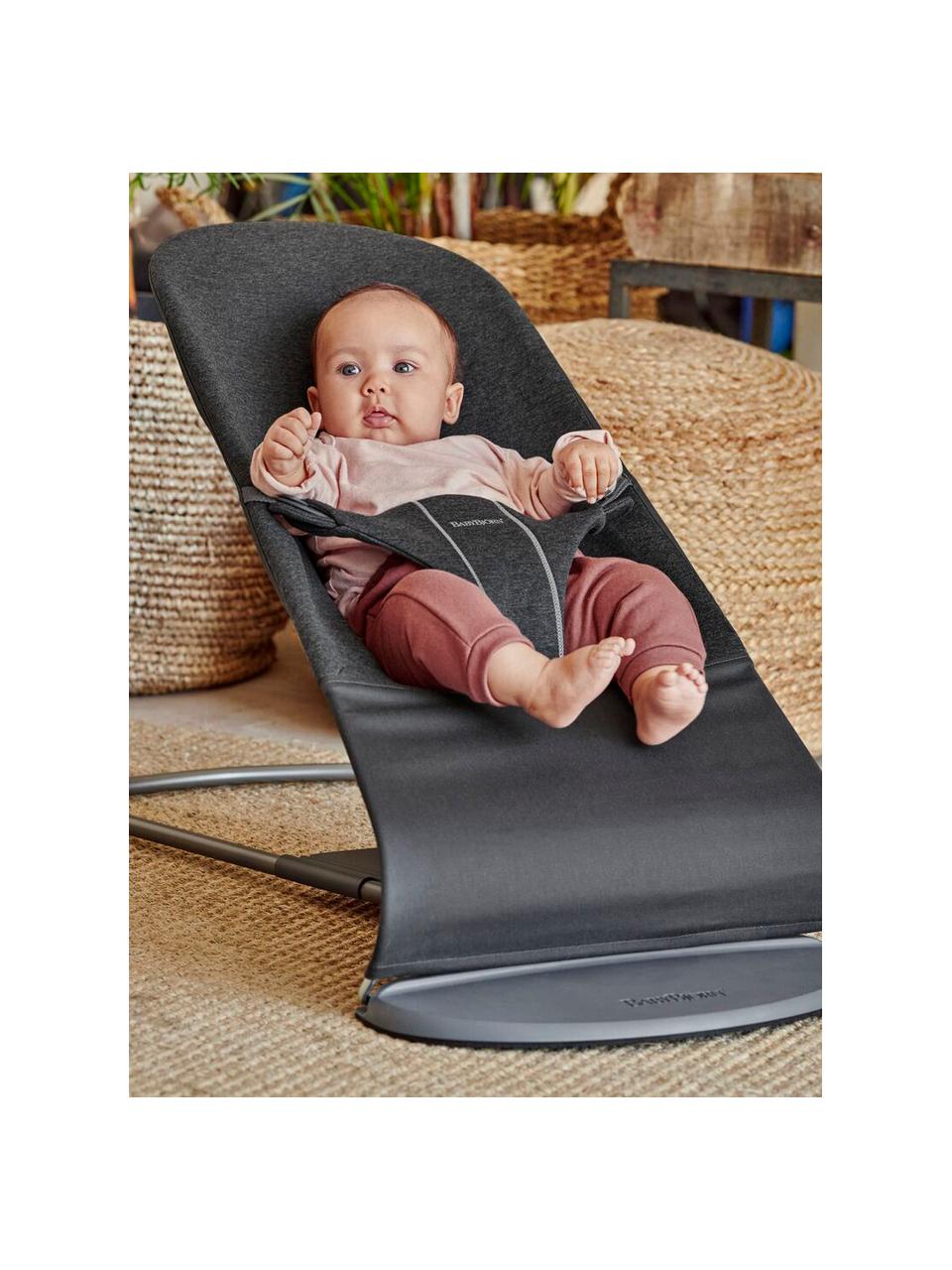 Babywippe Bliss, Bezug: 80 % Polyester, 16 % Baum, Gestell: 79 % Metall, 21 % Kunstst, Anthrazit, B 35 x T 56 cm