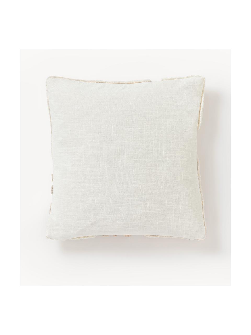 Copricuscino con decoro Coraline, 100% cotone, Beige chiaro, bianco crema, Larg. 45 x Lung. 45 cm