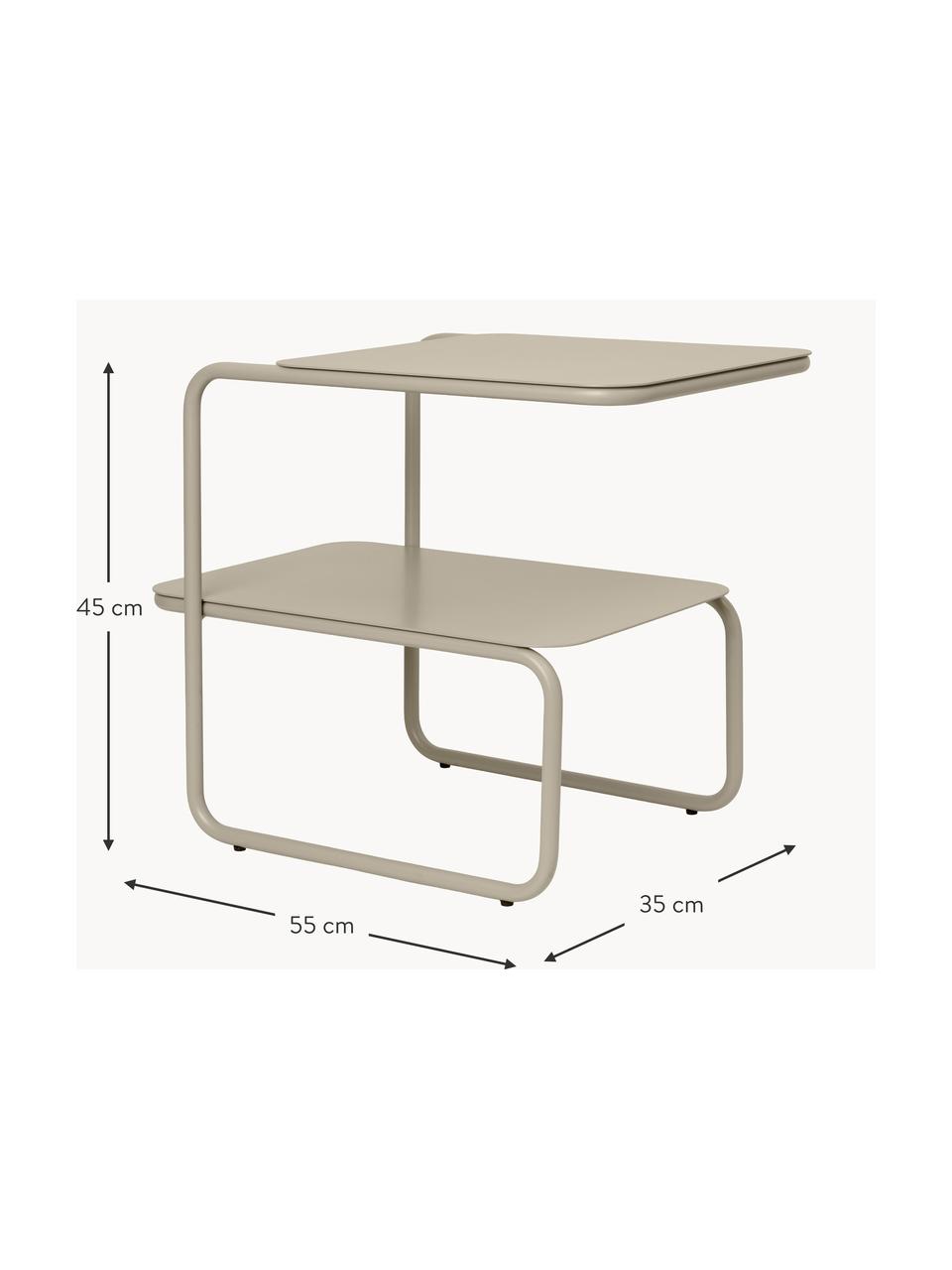 Odkládací stolek se dvěma plochami Level, Ocel s práškovým nástřikem, Světle béžová, matná, Š 55 cm, V 45 cm