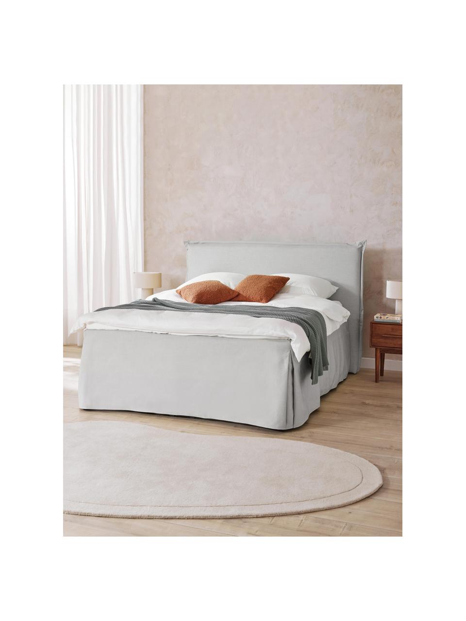 Letto boxspring premium Violet, Materasso: nucleo a 5 zone di molle , Piedini: legno massiccio di betull, Tessuto grigio chiaro, Larg. 140 x lung. 200 cm, grado di durezza H2