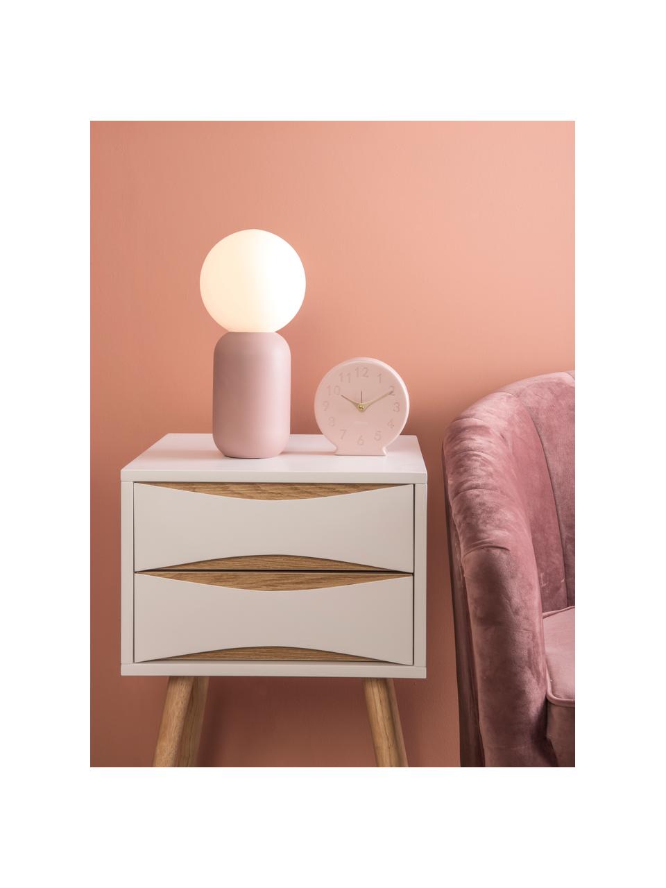 Kleine Nachttischlampe Gala aus Opalglas, Lampenschirm: Opalglas, Lampenfuß: Metall, beschichtet, Rosa, Weiß, Ø 15 x H 32 cm