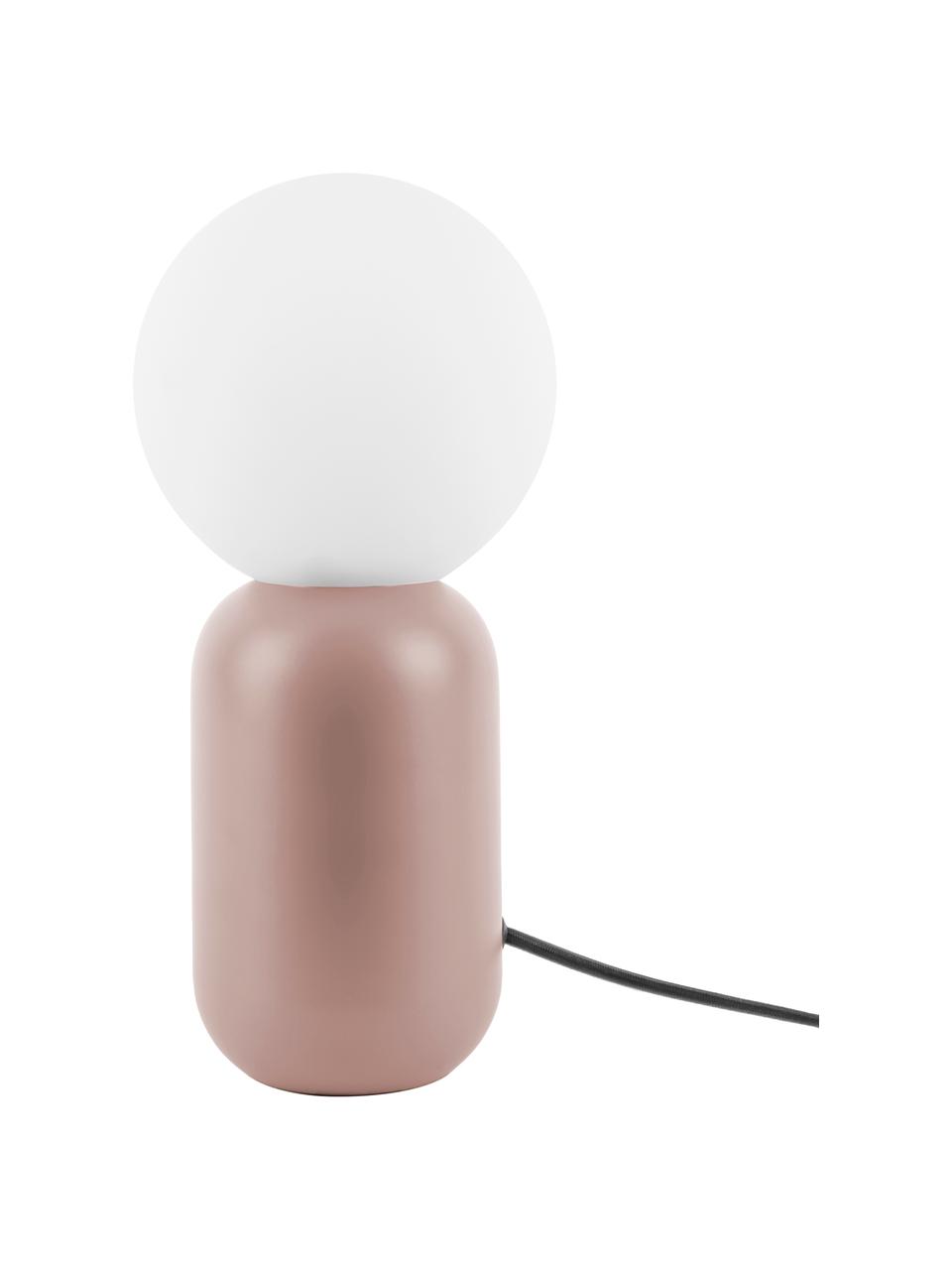 Klein nachtlampje Gala van opaalglas, Lampenkap: opaalglas, Lampvoet: gecoat metaal, Roze, opaalwit, Ø 15 x H 32 cm