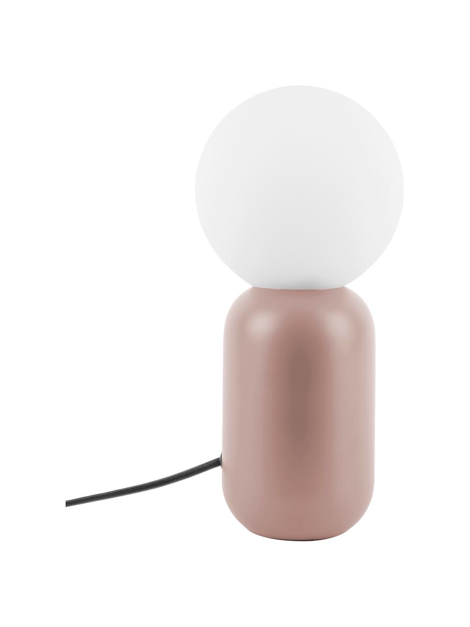 Lámpara de mesa pequeña de vidrio opalino Gala, Pantalla: vidrio opalino, Cable: cubierto en tela, Rosa, blanco, Ø 15 x Al 32 cm