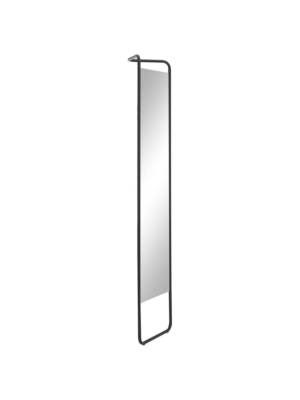 Eckiger Anlehnspiegel Kasch mit schwarzem Aluminiumrahmen, Rahmen: Aluminium, pulverbeschich, Spiegelfläche: Spiegelglas, Schwarz, B 42 x H 175 cm
