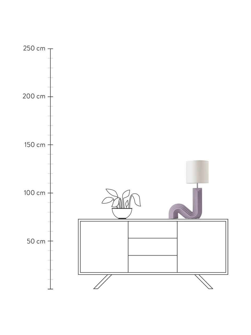 Design Tischlampe Luomo, Lampenschirm: Leinenstoff, Lampenfuß: Harz, lackiert, Gebrochenes Weiß, Lila, Ø 24 x H 61 cm