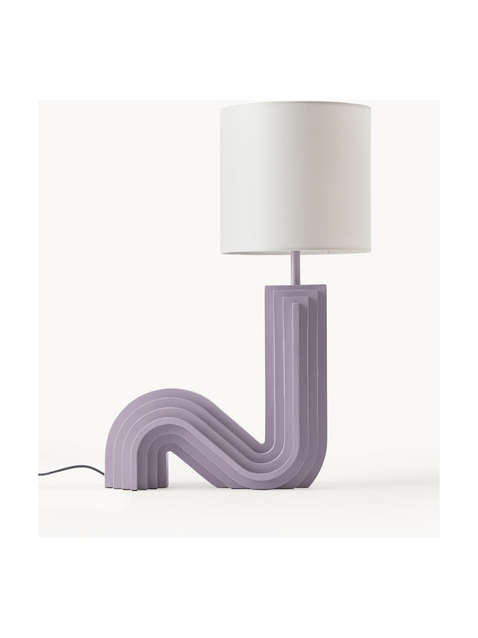 Designová stolní lampa Luomo, Tlumeně bílá, fialová, Ø 24 cm, V 61 cm