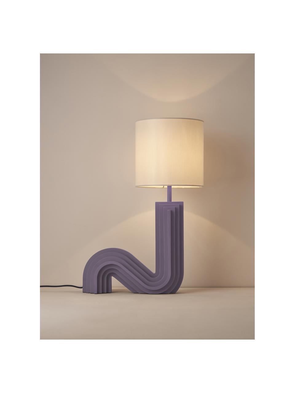 Lampada da tavolo di design Luomo, Paralume: tessuto di lino, Bianco latte, lavanda, Larg. 43 x Alt. 61 cm