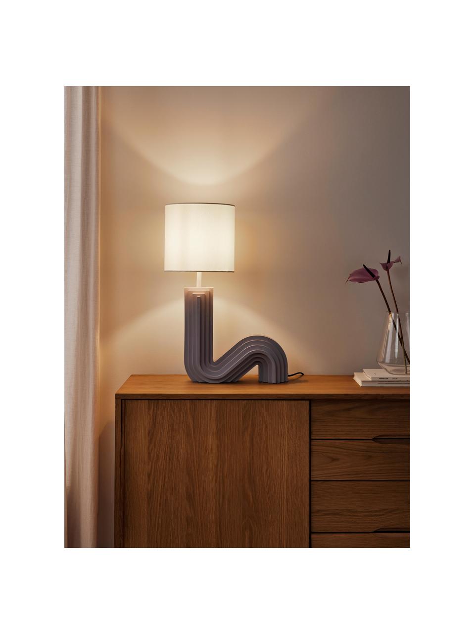 Designová stolní lampa Luomo, Tlumeně bílá, fialová, Ø 24 cm, V 61 cm