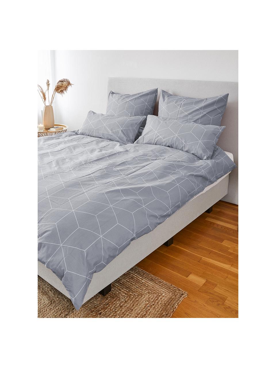 Funda de almohada de algodón Lynn, 45 x 110 cm, Gris estampado, An 45 x L 110 cm