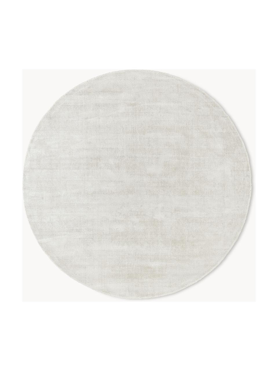 Ručně tkaný kulatý viskózový koberec Jane, Tlumeně bílá, Ø 300 cm (velikost XXL)