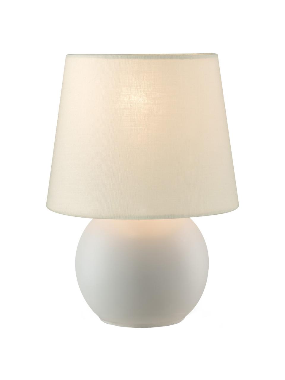 Kleine keramische nachtlampje Isla in beige, Lampenkap: katoen, Lampvoet: keramiek, Beige, Ø 16 x H 22 cm