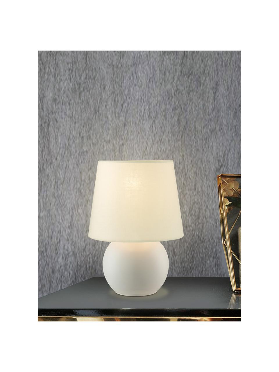 Kleine Keramik-Nachttischlampe Isla in Beige, Lampenschirm: Baumwolle, Beige, Ø 16 x H 22 cm