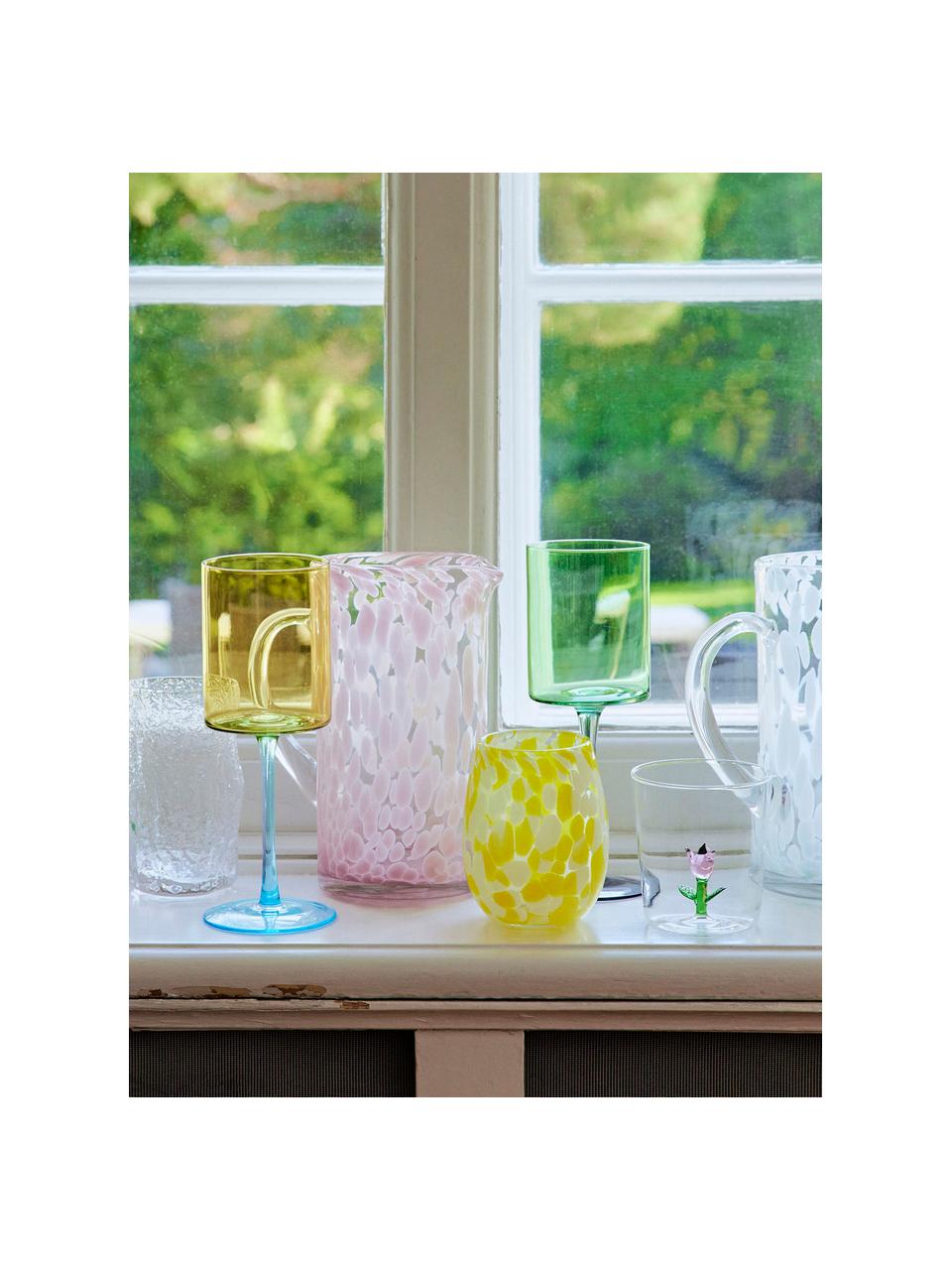 Verres à vin Lilly, 2 pièces, Verre, Vert, gris, Ø 9 x haut. 24 cm, 430 ml