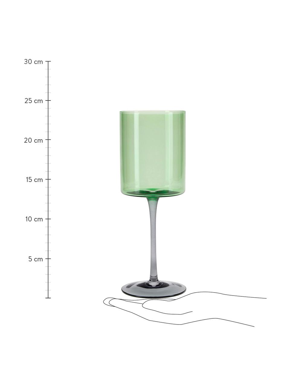 Wijnglazen Lilly, 2 stuks, Glas, Groen, grijs, Ø 9 x H 24 cm, 430 ml