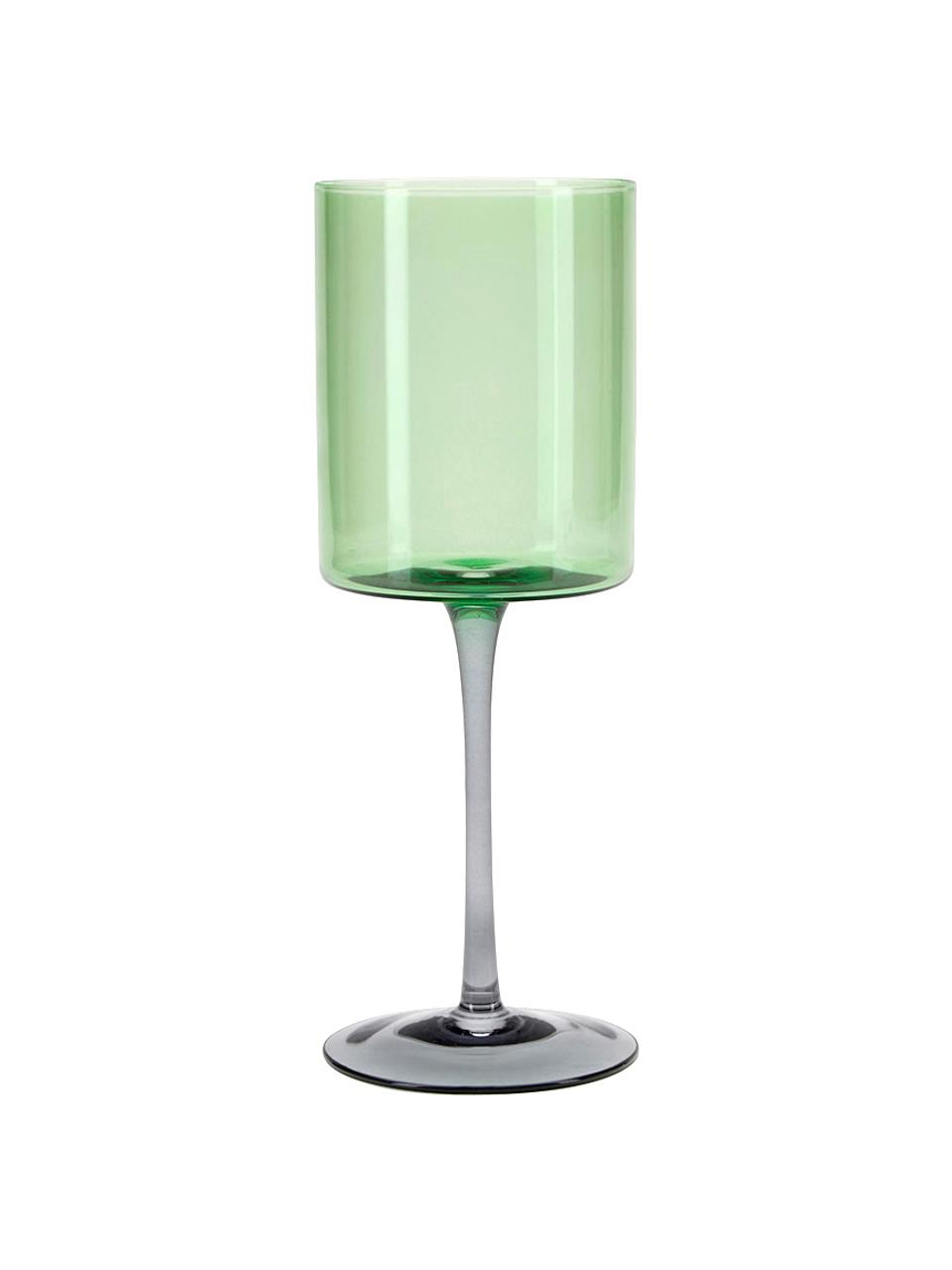 Wijnglazen Lilly, 2 stuks, Glas, Groen, grijs, Ø 9 x H 24 cm, 430 ml