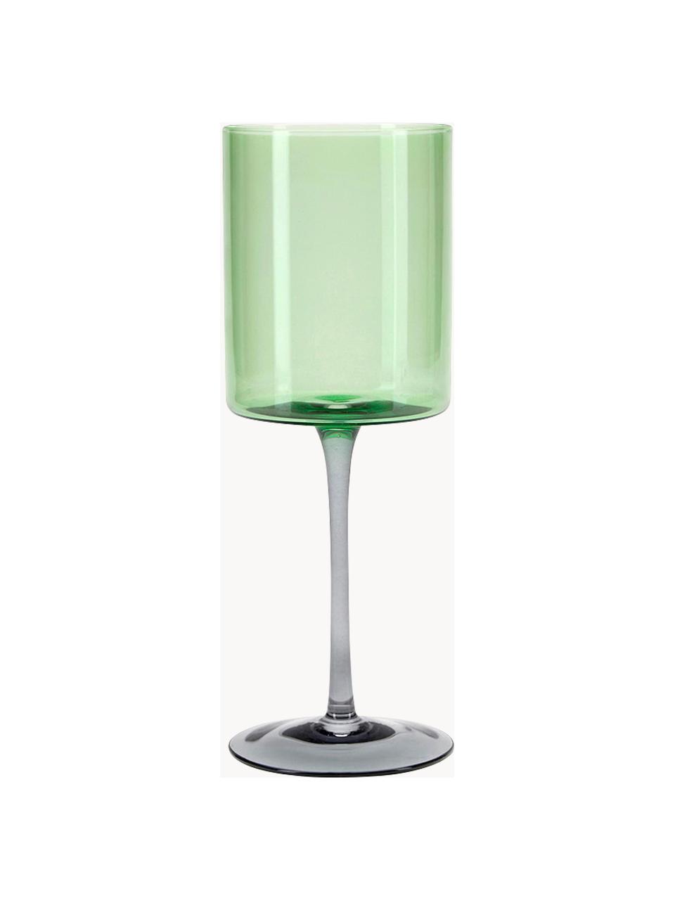 Copas de vino Lilly, 2 uds., Vidrio, Verde, gris, Ø 9 x Al 24 cm, 430 ml