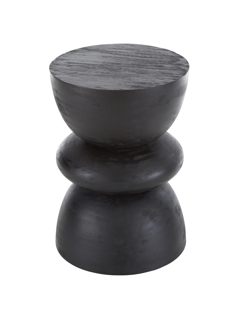 Table d'appoint en bois de manguier Benno, Manguier massif, laqué, Noir, Ø 35 x haut. 50 cm