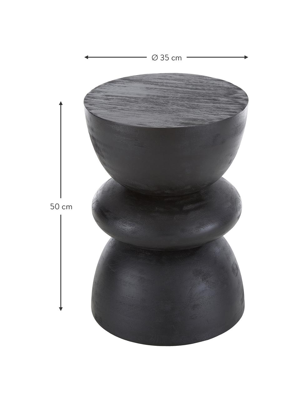 Bijzettafel Benno van mangohout in zwart, Massief gelakt essenhout, Zwart, Ø 35 x H 50 cm