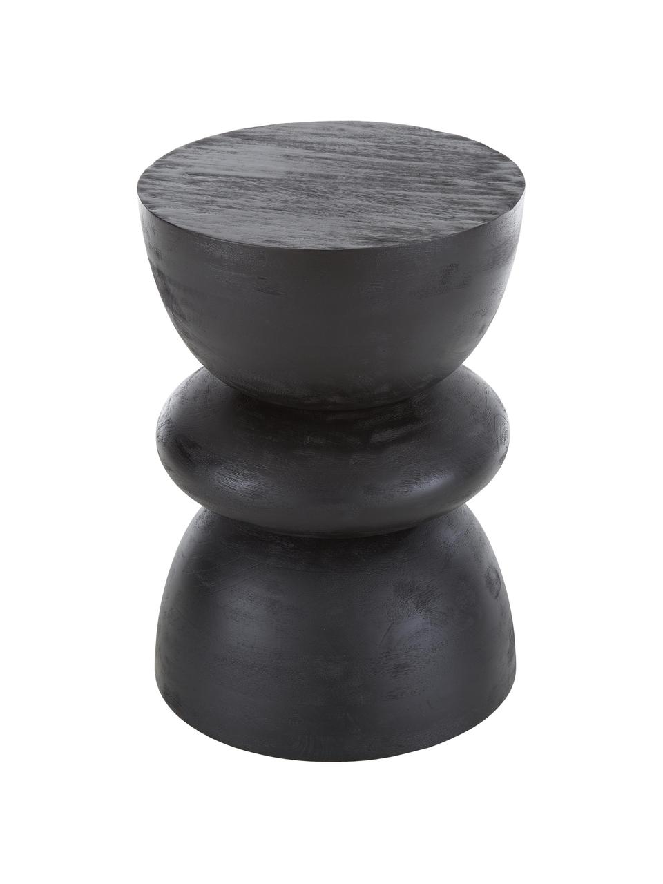 Pomocný stolík z mangového dreva Benno, Masívne mangové drevo, lakované, Mangové drevo, čierne lakované, Ø 35 x V 50 cm