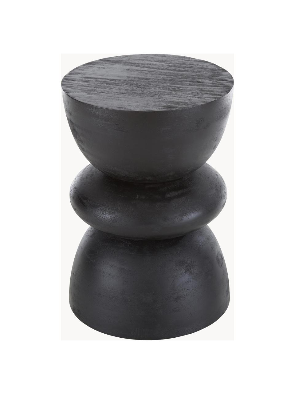 Table d'appoint ronde bois de manguier Benno, Manguier massif, laqué, Bois de manguier noir laqué, Ø 35 x haut. 50 cm