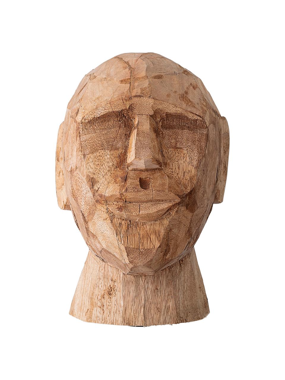 Handgemaakt decoratief object Face, Mangohout, Mangohoutkleurig, 16 x 24 cm