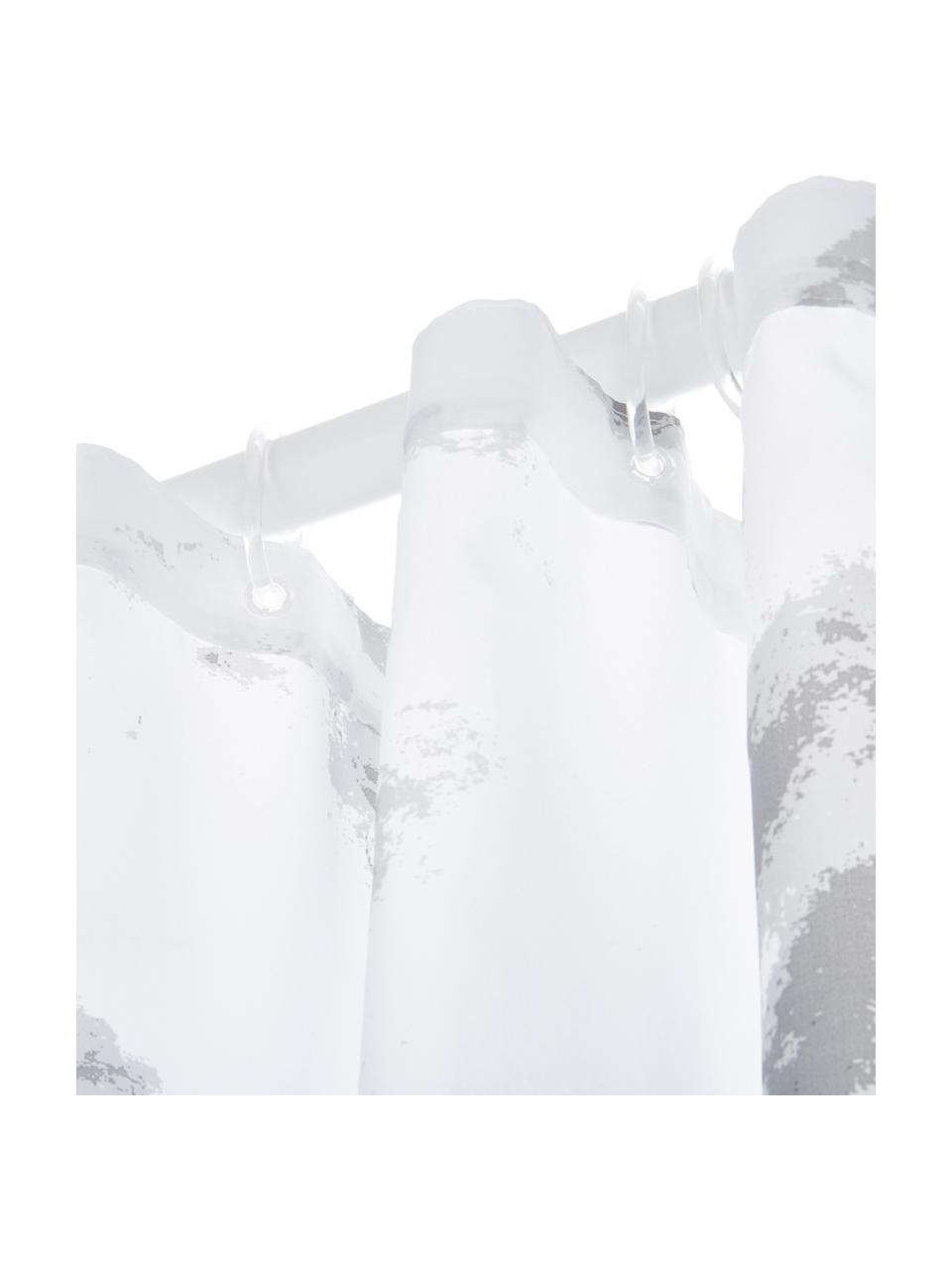 Cortina de baño Marble, 100% poliéster
Repelente al agua, no impermeable, Gris antracita, blanco, An 180 x L 200 cm