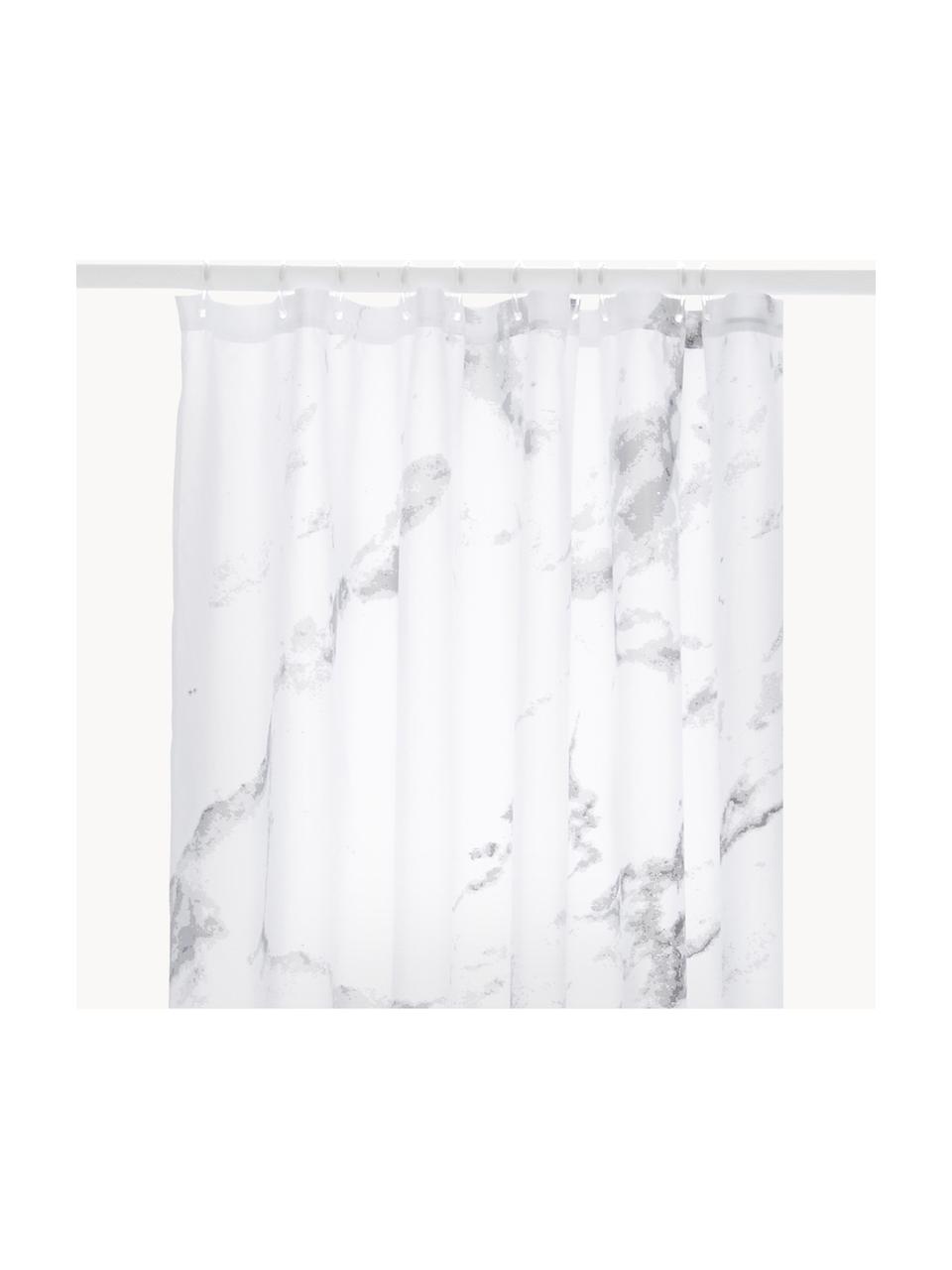 Rideau de douche avec imprimé marbré Marble, 100 % polyester
Déperlant, non étanche, Blanc, tons gris, larg. 180 x long. 200 cm