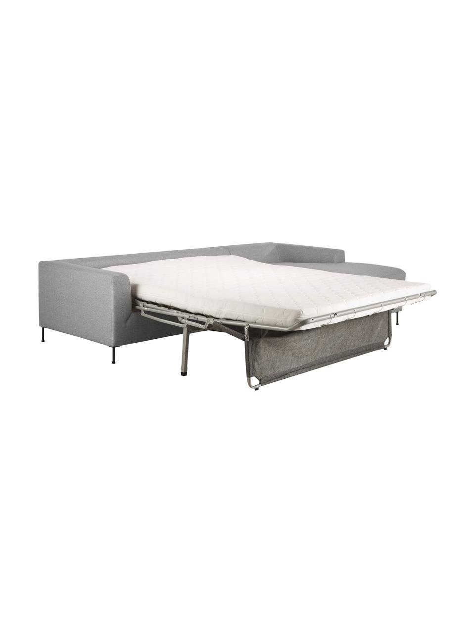 Sofá cama Cucita (3 plazas), con colchón, Tapizado: tejido (poliéster) Alta r, Estructura: madera de pino maciza con, Patas: metal pintado, Tejido gris claro, An 274 x F 164 cm, chaise longue derecha