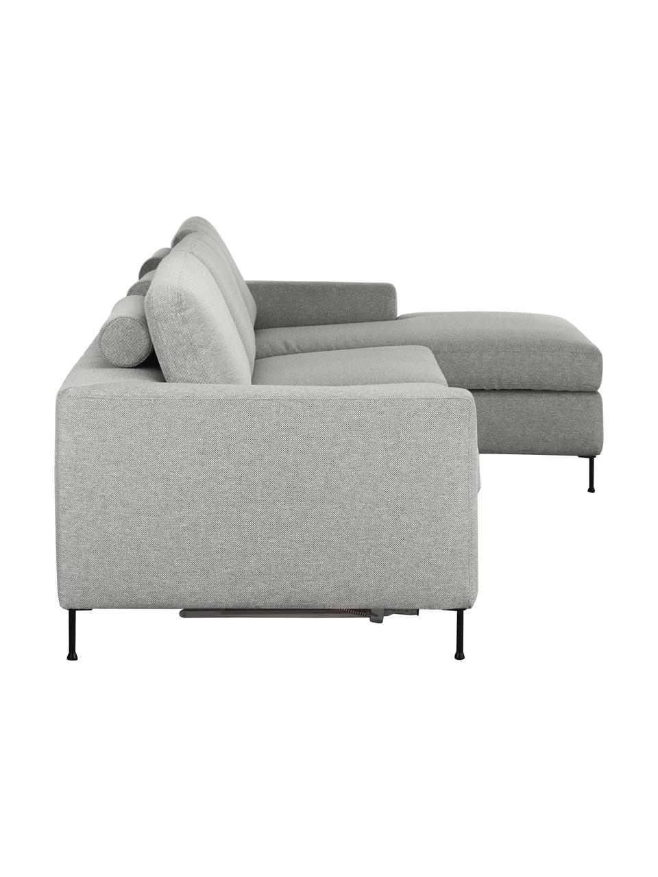 Sofá cama Cucita (3 plazas), con colchón, Tapizado: tejido (poliéster) Alta r, Estructura: madera de pino maciza con, Patas: metal pintado, Tejido gris claro, An 274 x F 164 cm, chaise longue derecha