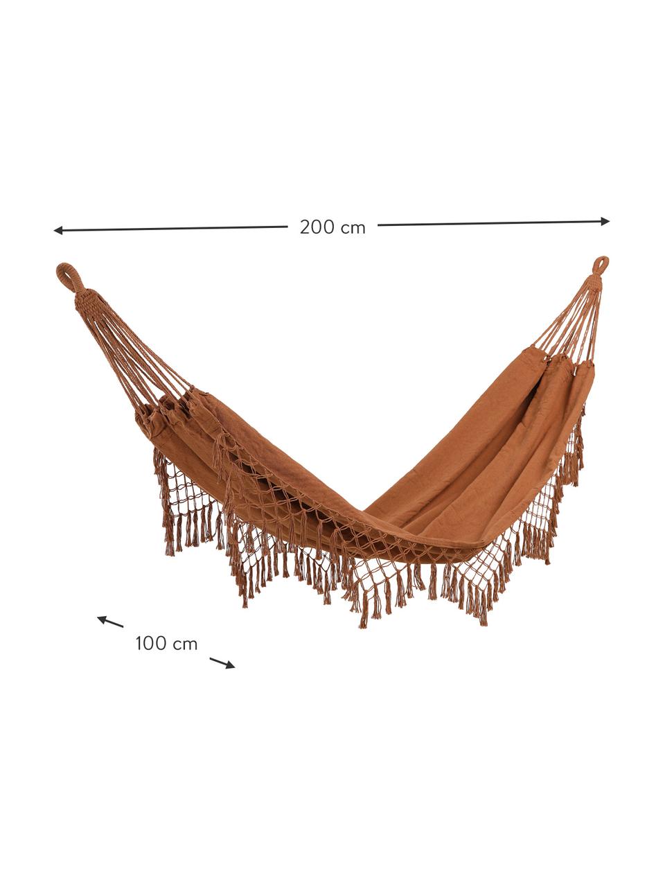 Hamak z frędzlami Kauana, 65% bawełna, 35% poliester, Brązowy, S 100 x D 200 cm