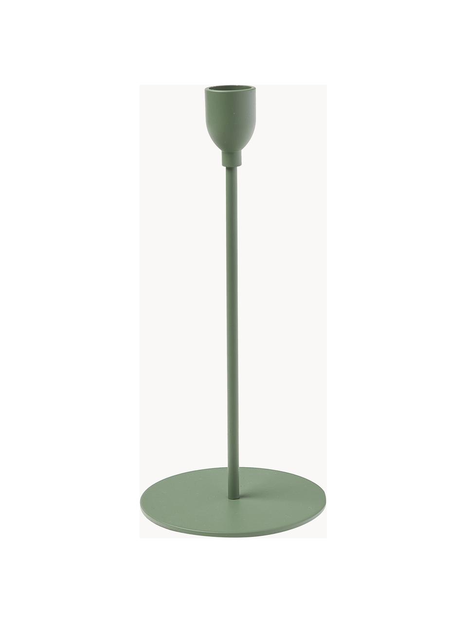 Set de candelabro Malte, 3 uds., Metal recubierto, Verde, Set de diferentes tamaños