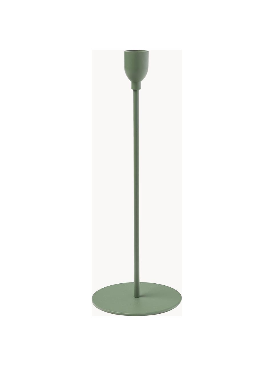 Set de candelabro Malte, 3 uds., Metal recubierto, Verde, Set de diferentes tamaños