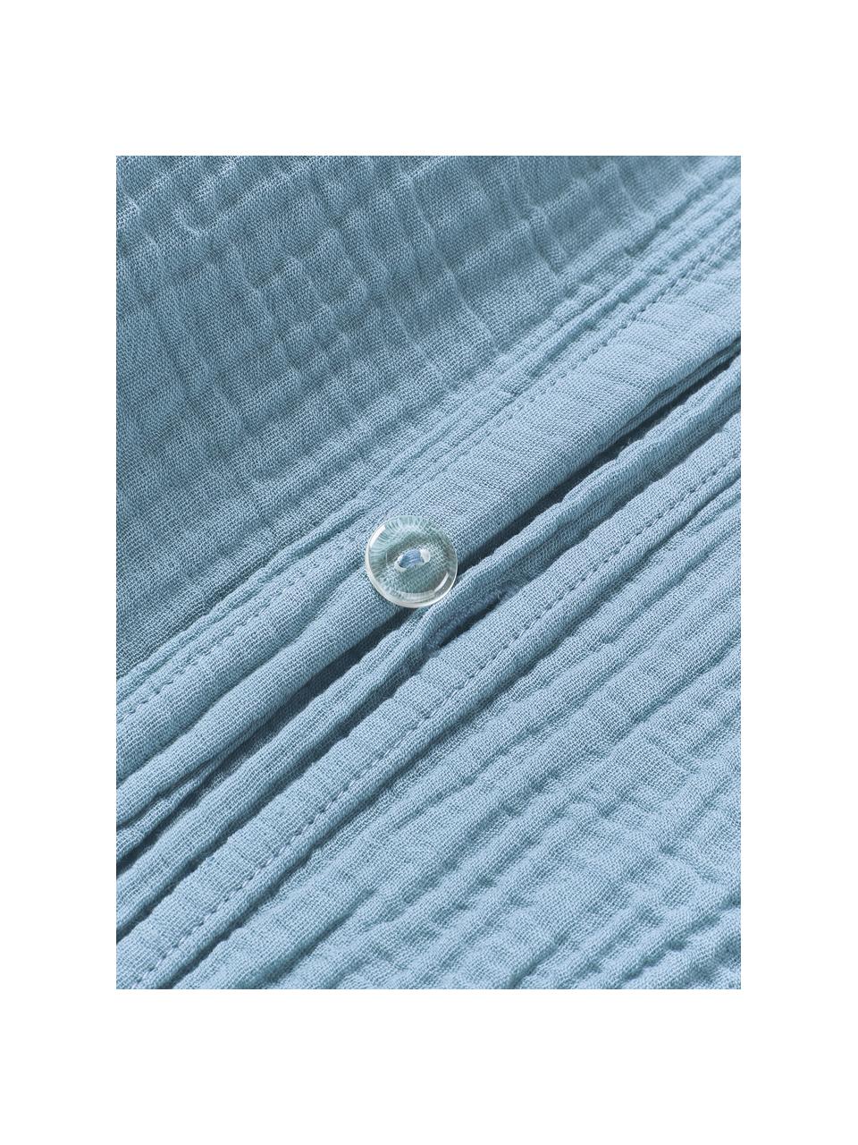 Poszwa na kołdrę z muślinu bawełnianego Odile, Szaroniebieski, S 200 x D 200 cm