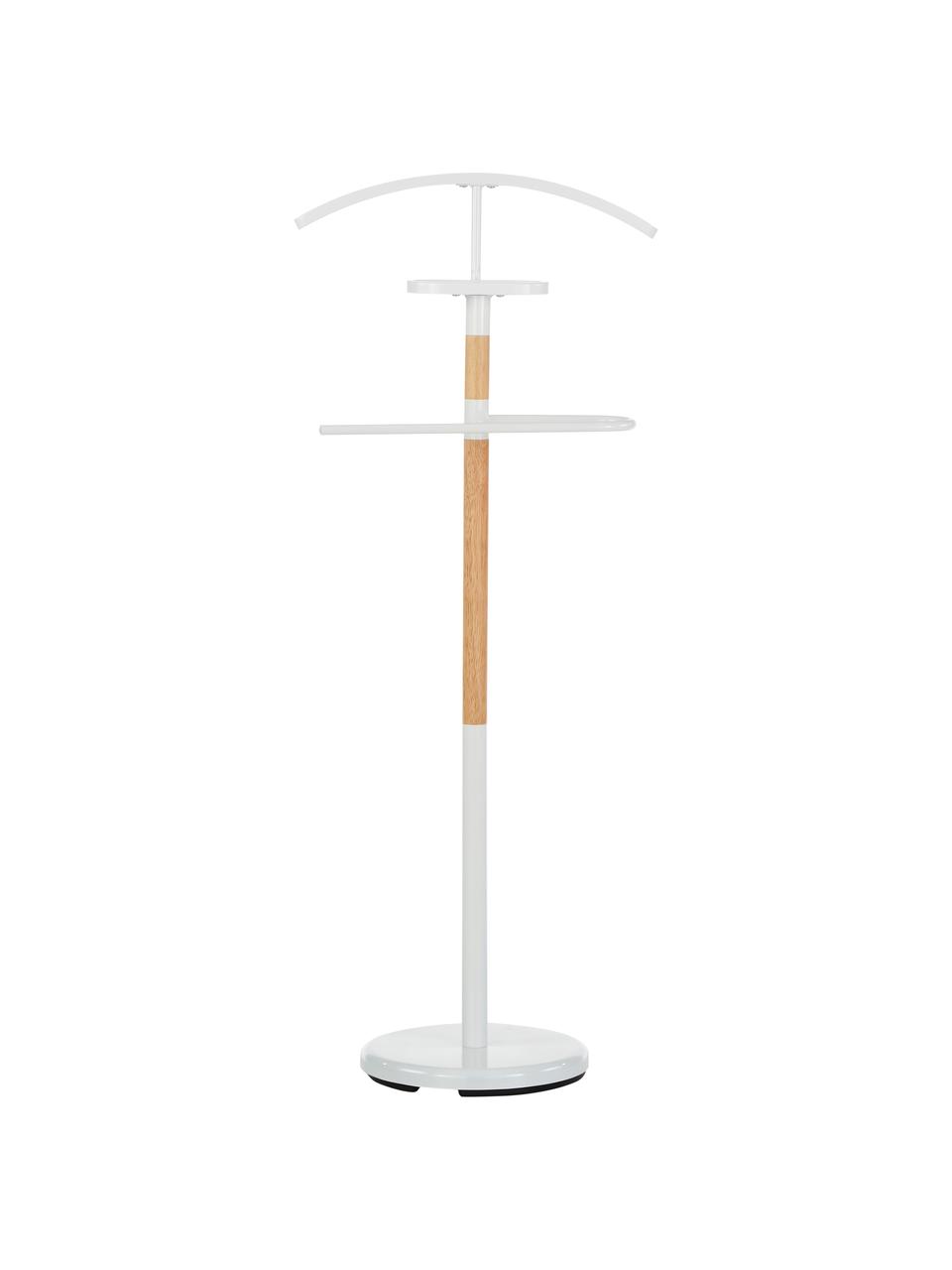 Wieszak stojący Esteban, Stal, drewno kauczukowe, Biały, brązowy, W 114 cm