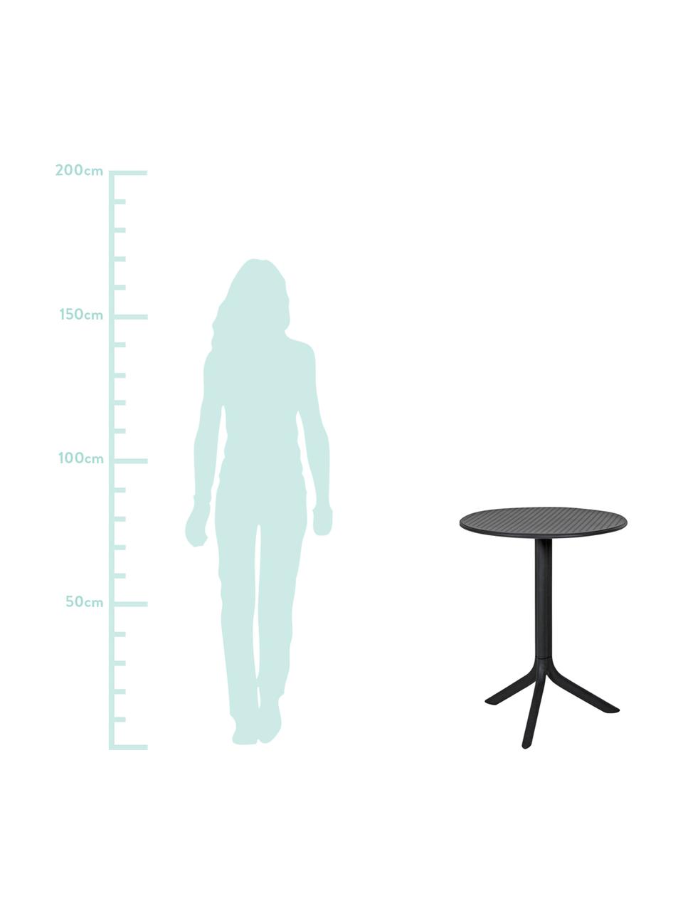 Tavolino rotondo regolabile in altezza Step, Plastica, fibra di vetro rinforzata, Antracite, opaco, Ø 60 x Alt. 75 cm