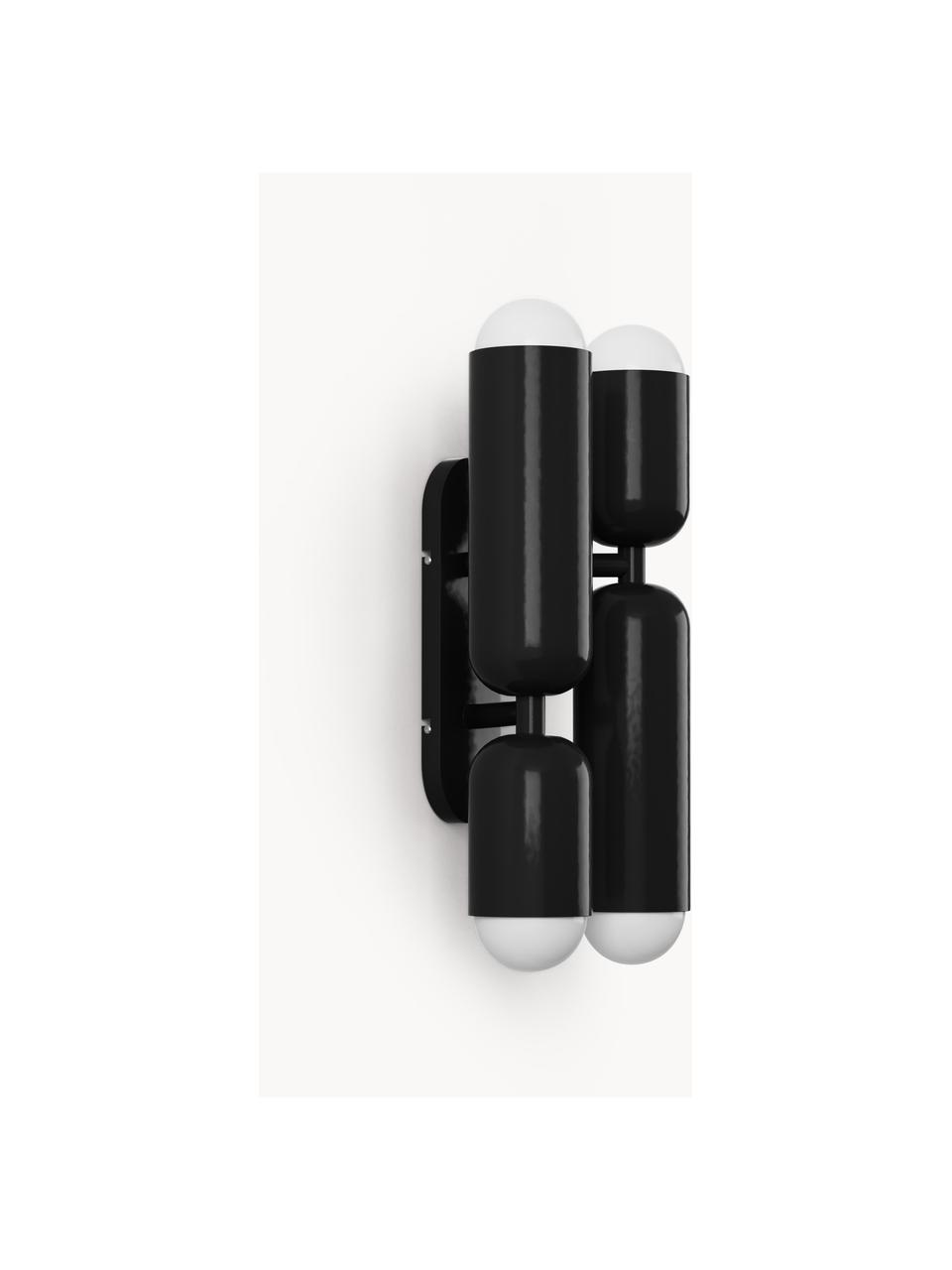 Aplique LED Ariane, Pantalla: vidrio acrílico, Estructura: metal, Negro, An 19 x Al 39 cm