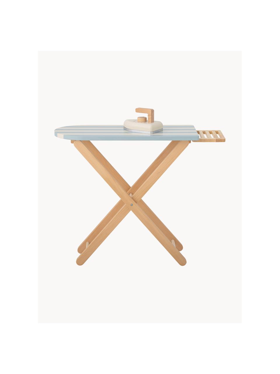 Speelgoedstrijkplank en strijkijzer Sande, Grenenhout, FSC-gecertificeerd, Licht hout, lichtblauw, B 62 x H 50 cm