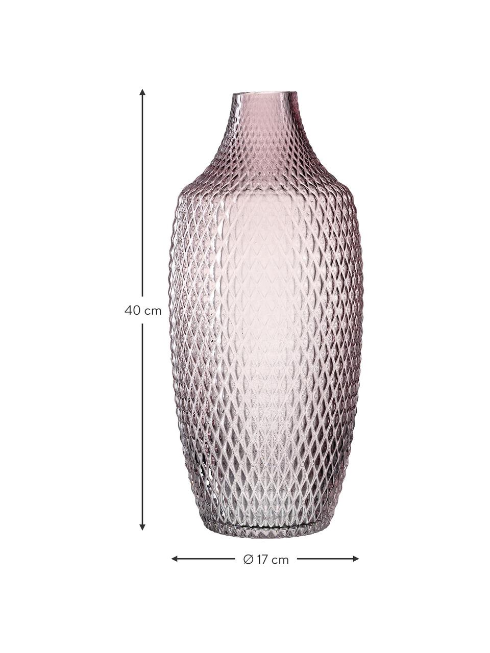 Velká skleněná váza Poesia, Sklo, Růžová, Ø 17 cm, V 40 cm