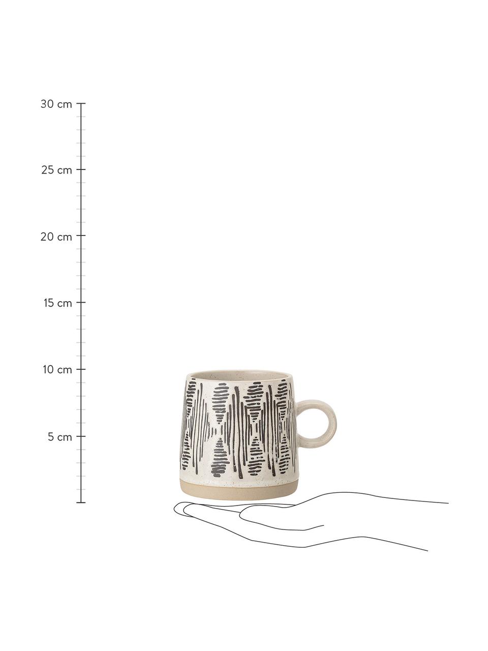 Tazas de café Eliana, 4 uds., Gres, Crema, negro, beige, Ø 9 x Al 9 cm, 350 ml