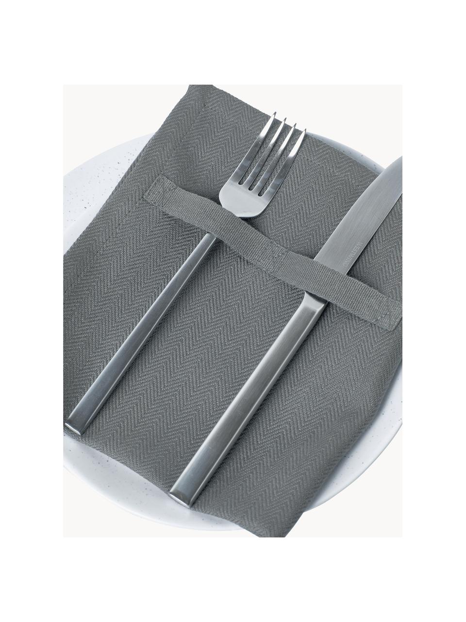 Stoffen servetten Dinner, 4 stuks, 100% katoen (Bio), GOTS-gecertificeerd, Antraciet, B 35 x L 40 cm